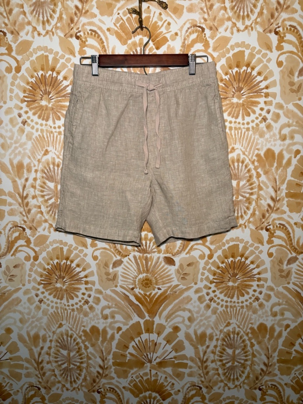 Caribbean Joe Beige Linen Drawstring Shorts|Coastal Relaxed Summer Shorts Size S - Picture 3 of 6